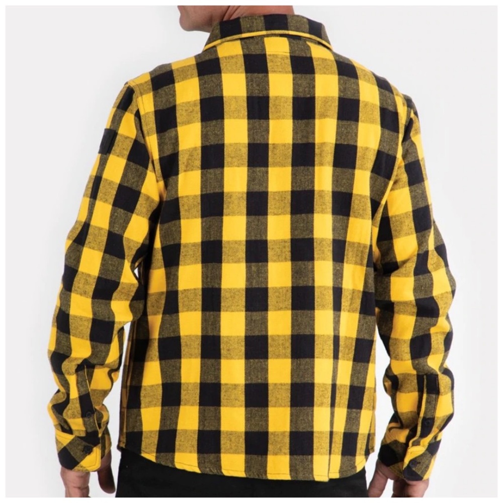 Caterpillar | Black Yellow 100% Cotton Buffalo Check Flannel Overshirt Small NWT - Picture 3 of 3